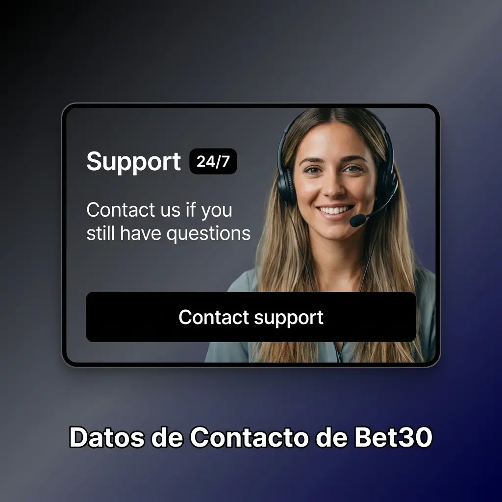Canales de contacto de Bet30: email, chat en vivo y formulario de ayuda disponibles 24/7