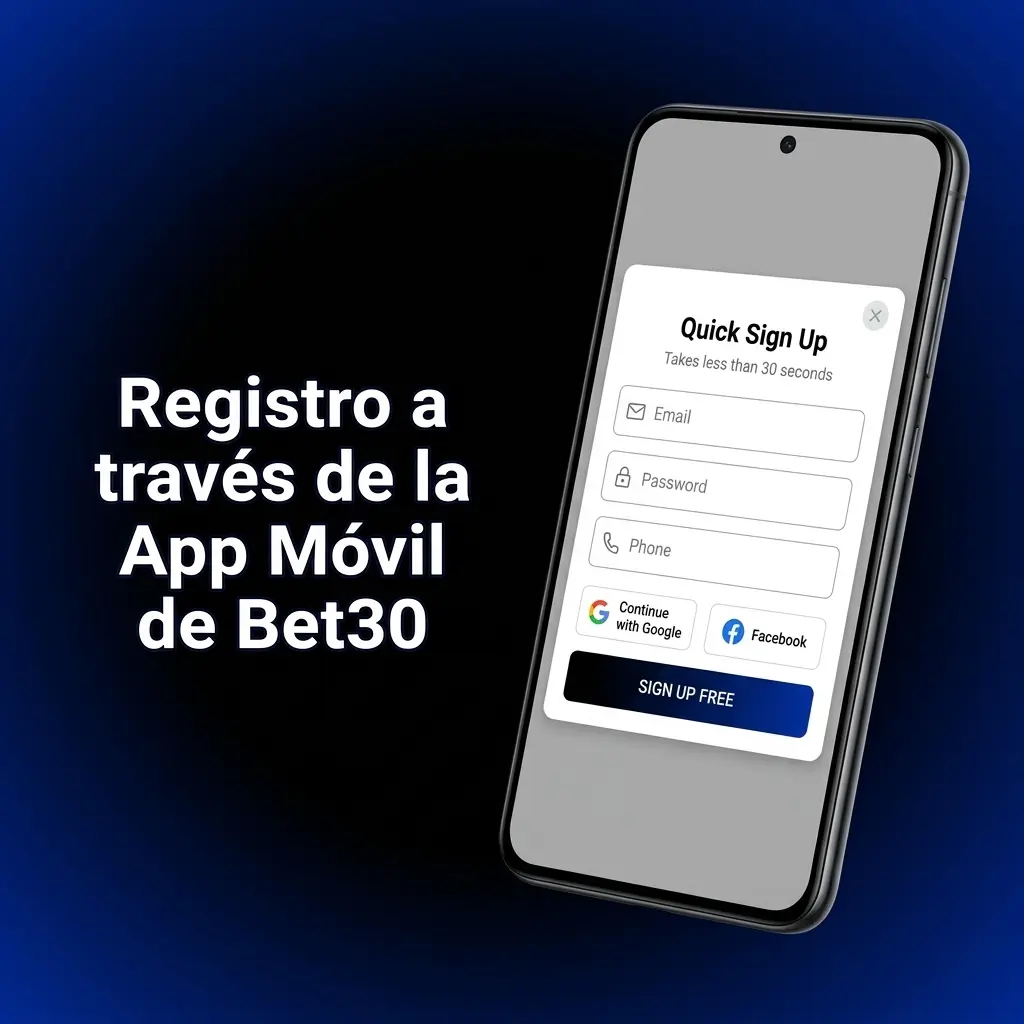 Registro en la app móvil de Bet30: descarga, instalación y creación de cuenta desde Android o iOS
